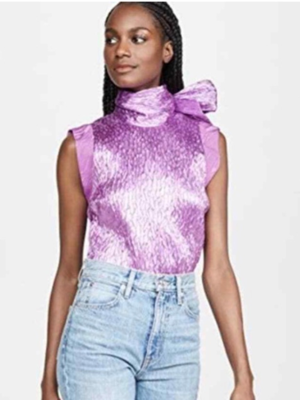 Rachel Comey Mirar Textured Jacquard Silk Top in Orchid Purple